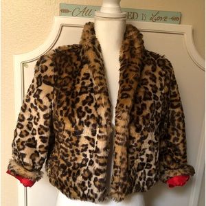 Vera Wang Princess Faux Fur Leopard Print Cute Short Coat! Size M